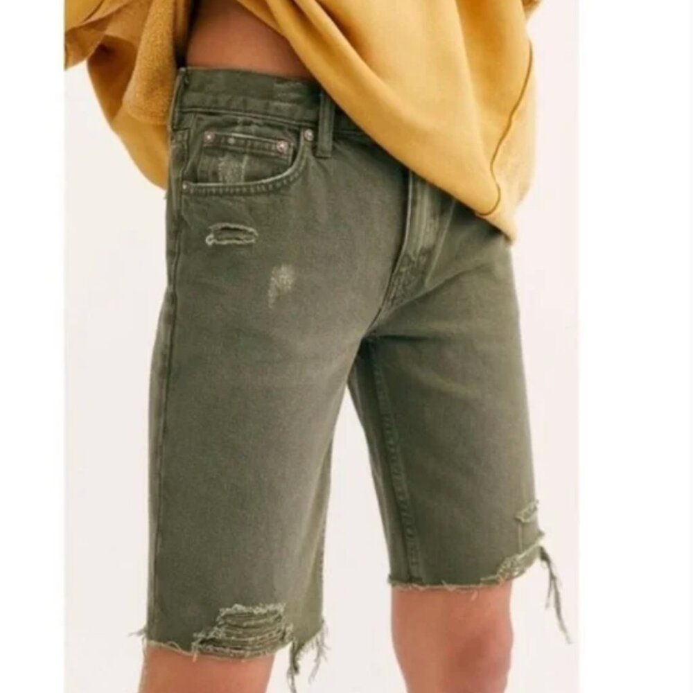 Free People We The Free Sage Green Denim Shorts 26